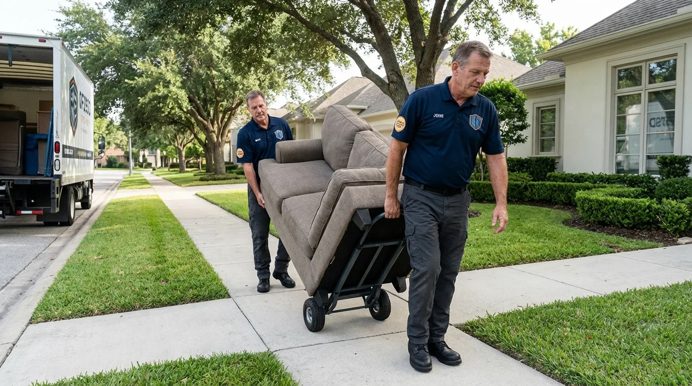 Local residential moving crew loading furniture in Grand Terrace, CA